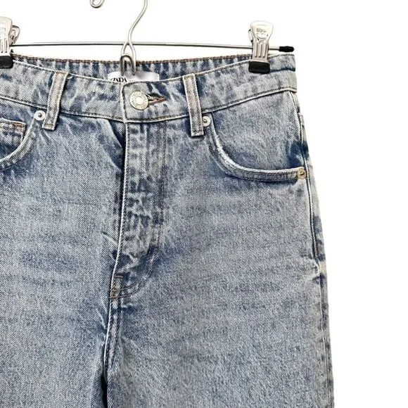 ZARA Patchwork Retro Wide Leg Denim Sz 2 - Picture 4 of 4